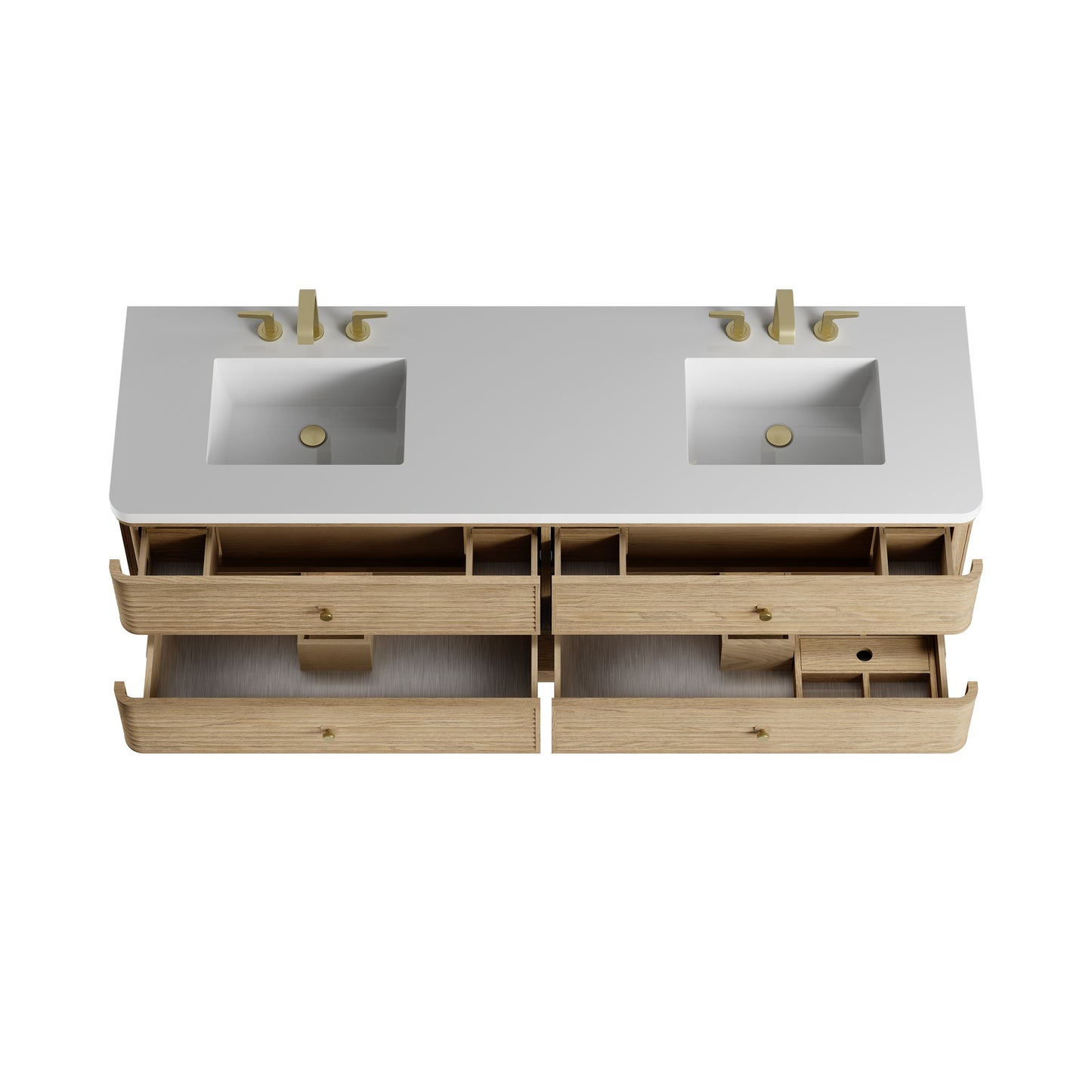 Renovate for Less Atlanta Allamari 72" Double Vanity, Dune Mist w/ 3 CM White Zeus Silestone Top