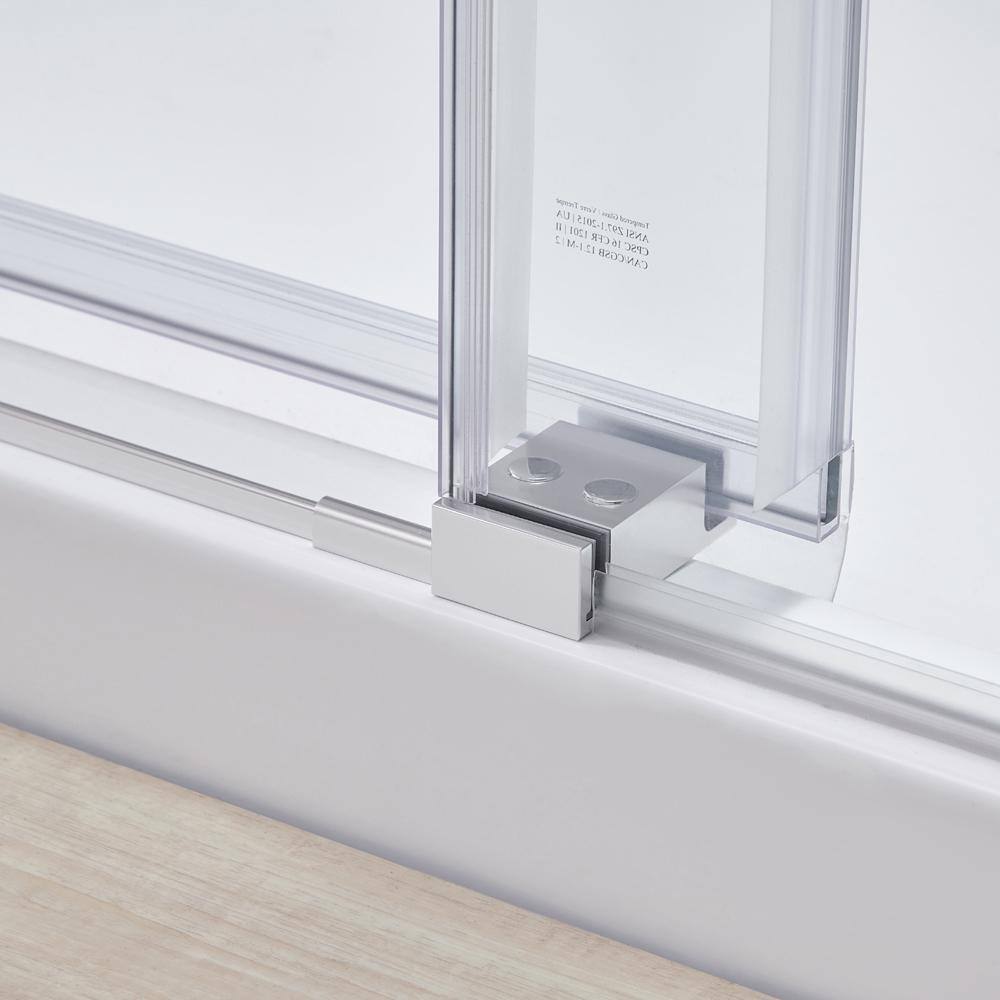 Lenny 60 in. W x 78.74 in. H Frameless Sliding Shower Door in Chrome