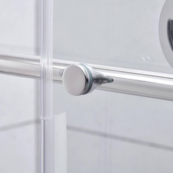 Lenny 60 in. W x 78.74 in. H Frameless Sliding Shower Door in Chrome