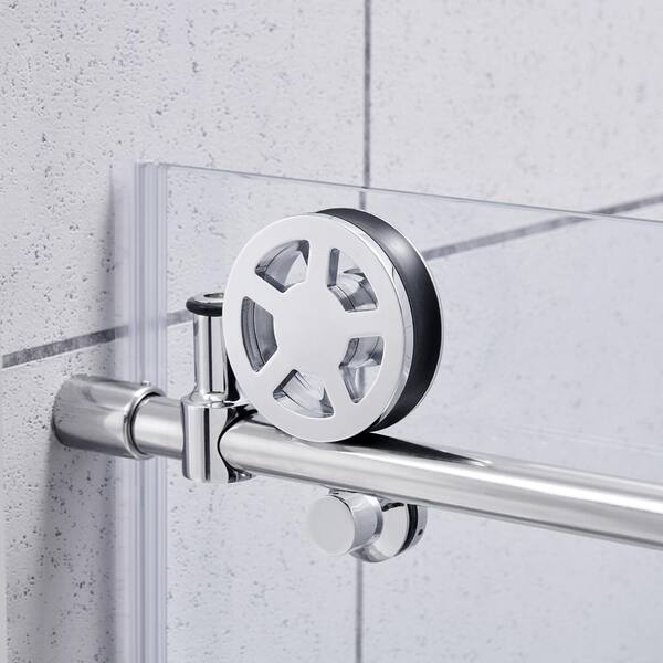 Lenny 60 in. W x 78.74 in. H Frameless Sliding Shower Door in Chrome