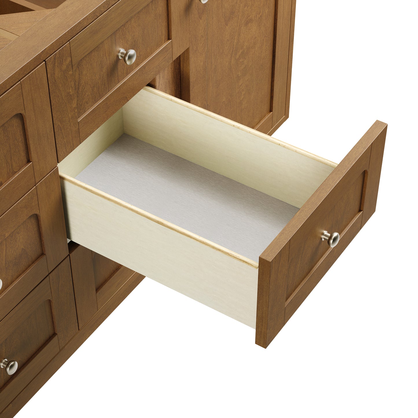Renovate for Less Atlanta Laurent 60" Double Vanity, Honey Oak w/ 3 CM Siberian Silestone Top