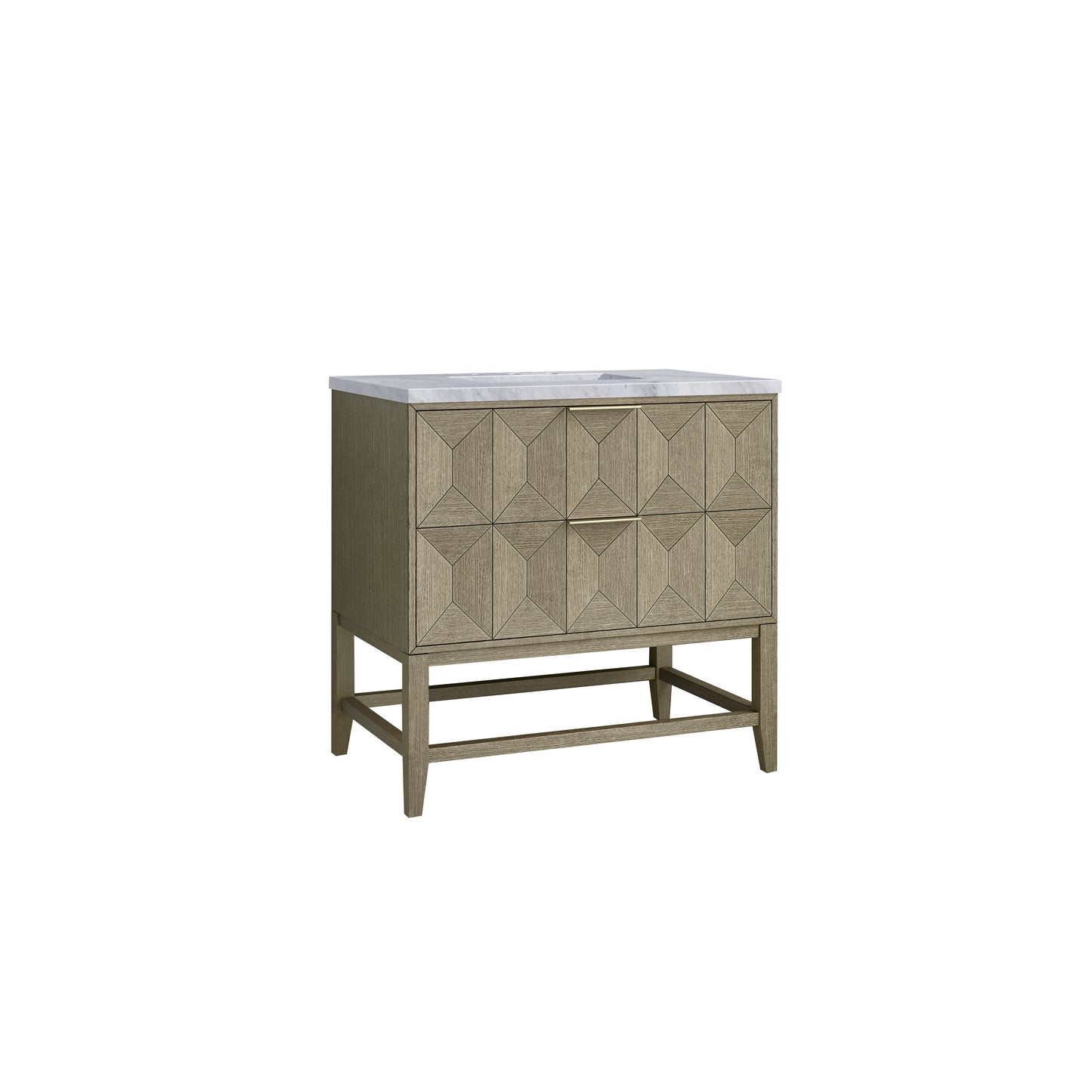Renovate for Less Atlanta Emmeline 36" Single Vanity, Pebble Oak w/ 3 CM Carrara Marble Top