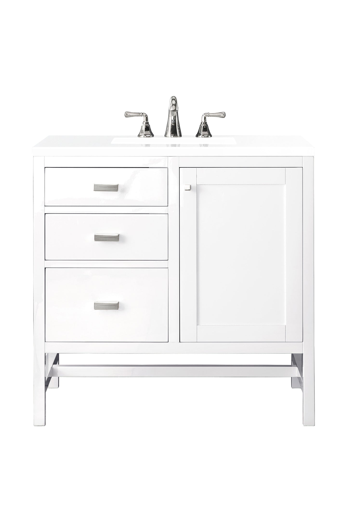 Renovate for Less Atlanta Addison 36" Single Vanity, Glossy White w/ 3 CM White Zeus Silestone Top