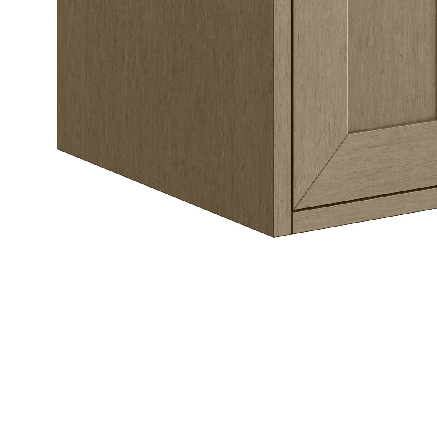 Renovate for Less Atlanta Chianti 24" Single Vanity, Walnut Whisper, Brushed Nickel, w/ White Glossy Composite Stone Top