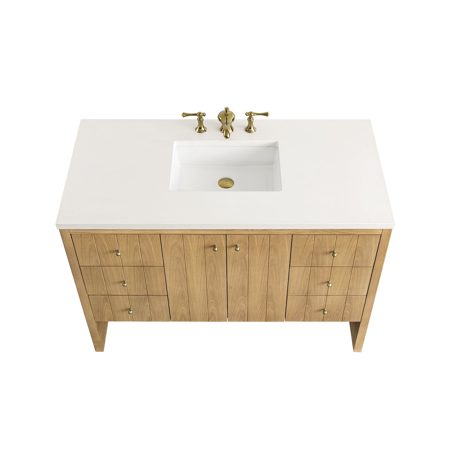 Renovate for Less Atlanta Hudson 48" Single Vanity, Light Natural Oak w/ 3 CM White Zeus Top