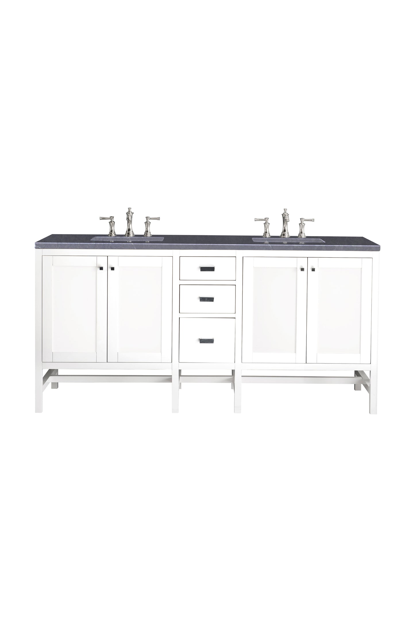 Renovate for Less Atlanta Addison 72" Double Vanity, Glossy White w/ 3 CM Charcoal Soapstone Silestone Top