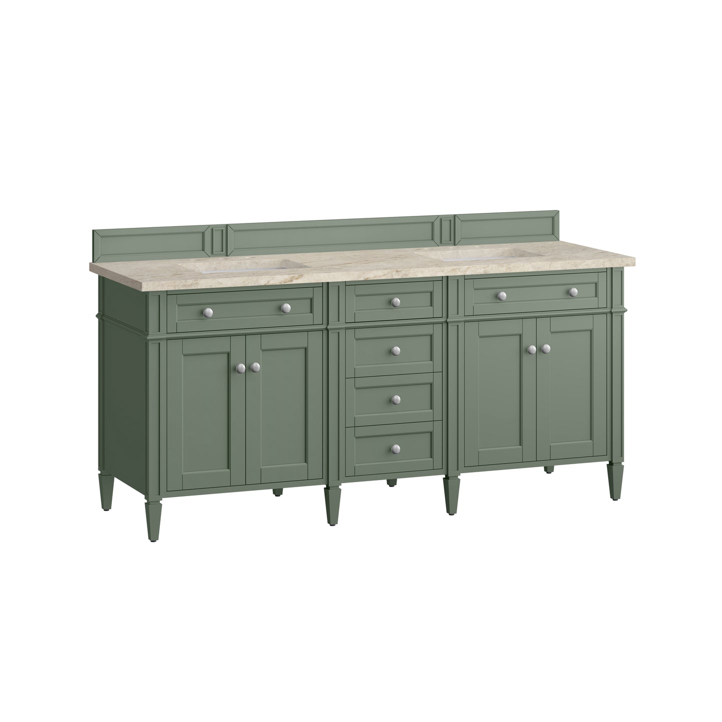 Renovate for Less Atlanta Brittany 72" Double Vanity, Smokey Celadon, w/ 3 CM Tajnar Eclos Top
