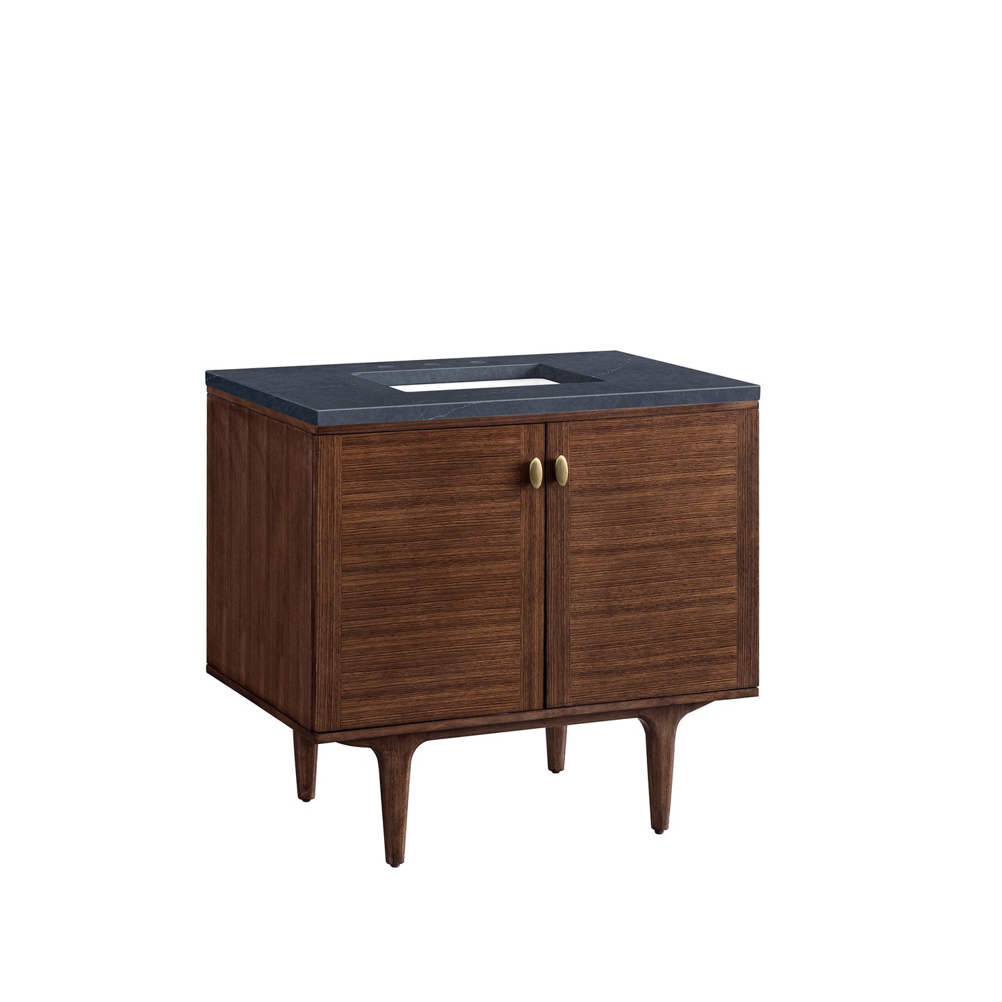 Renovate for Less Atlanta Amberly 36" Single Vanity, Mid-Century Walnut w/ 3 CM Charcoal Soapstone Top