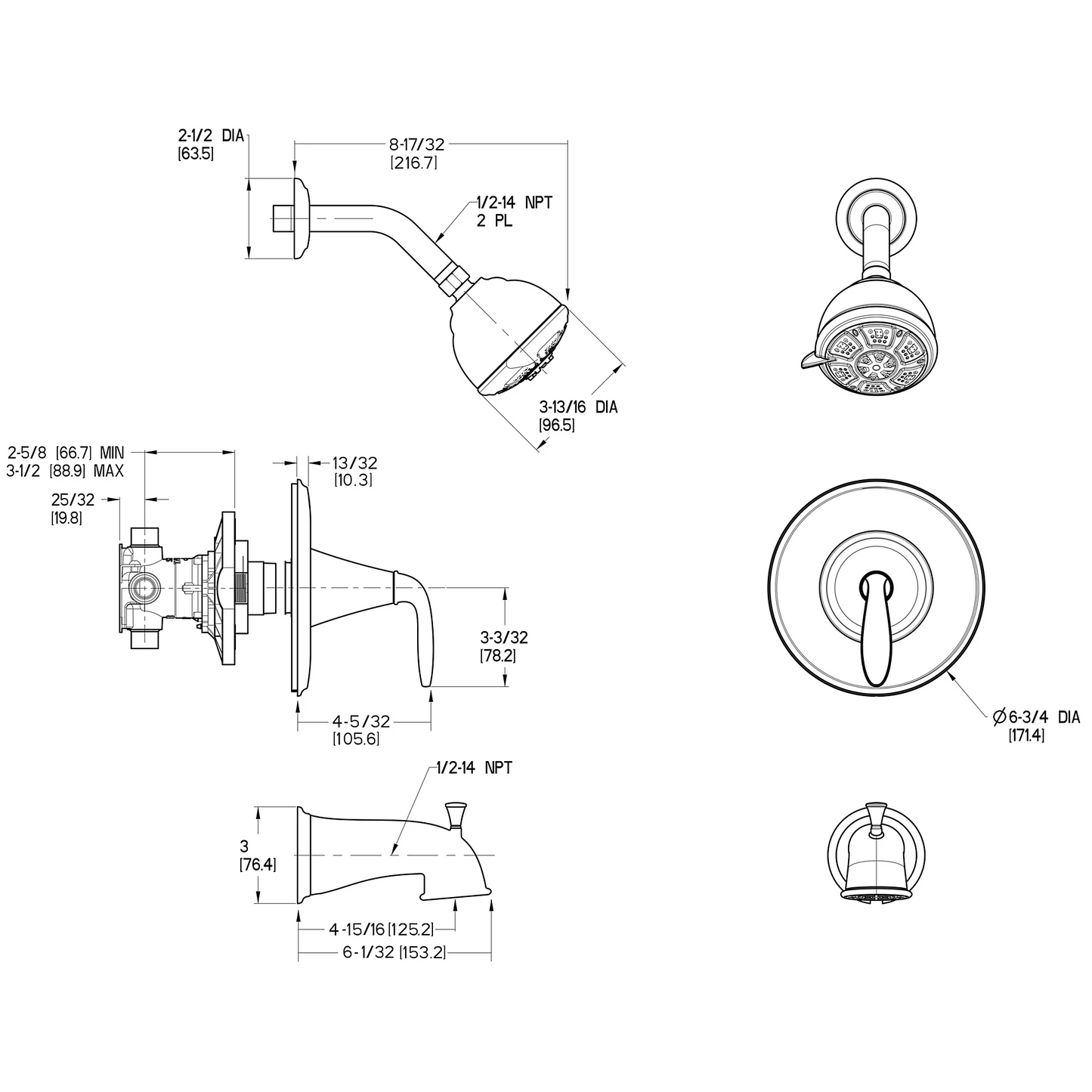 Pasadena 1-Handle Tub & Shower Trim with Valve