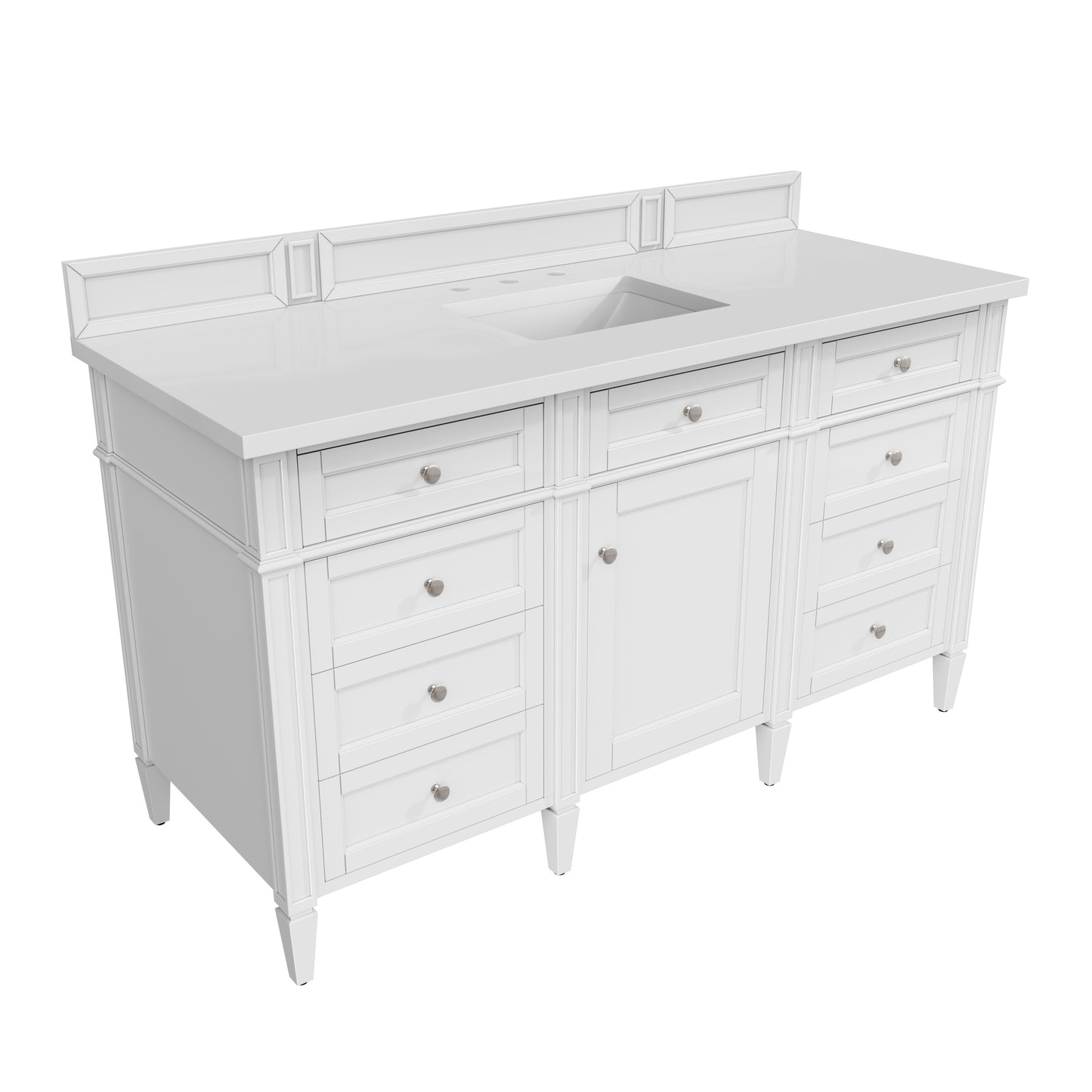 Renovate for Less Atlanta Brittany 60" Single Vanity, Bright White w/ 3 CM White Zeus Silestone Top