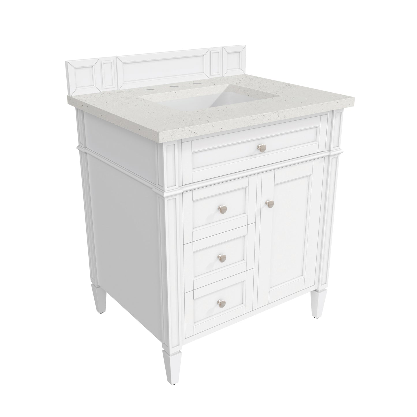 Renovate for Less Atlanta Brittany 30" Single Vanity, Bright White, w/ 3 CM Lime Delight Silestone Top