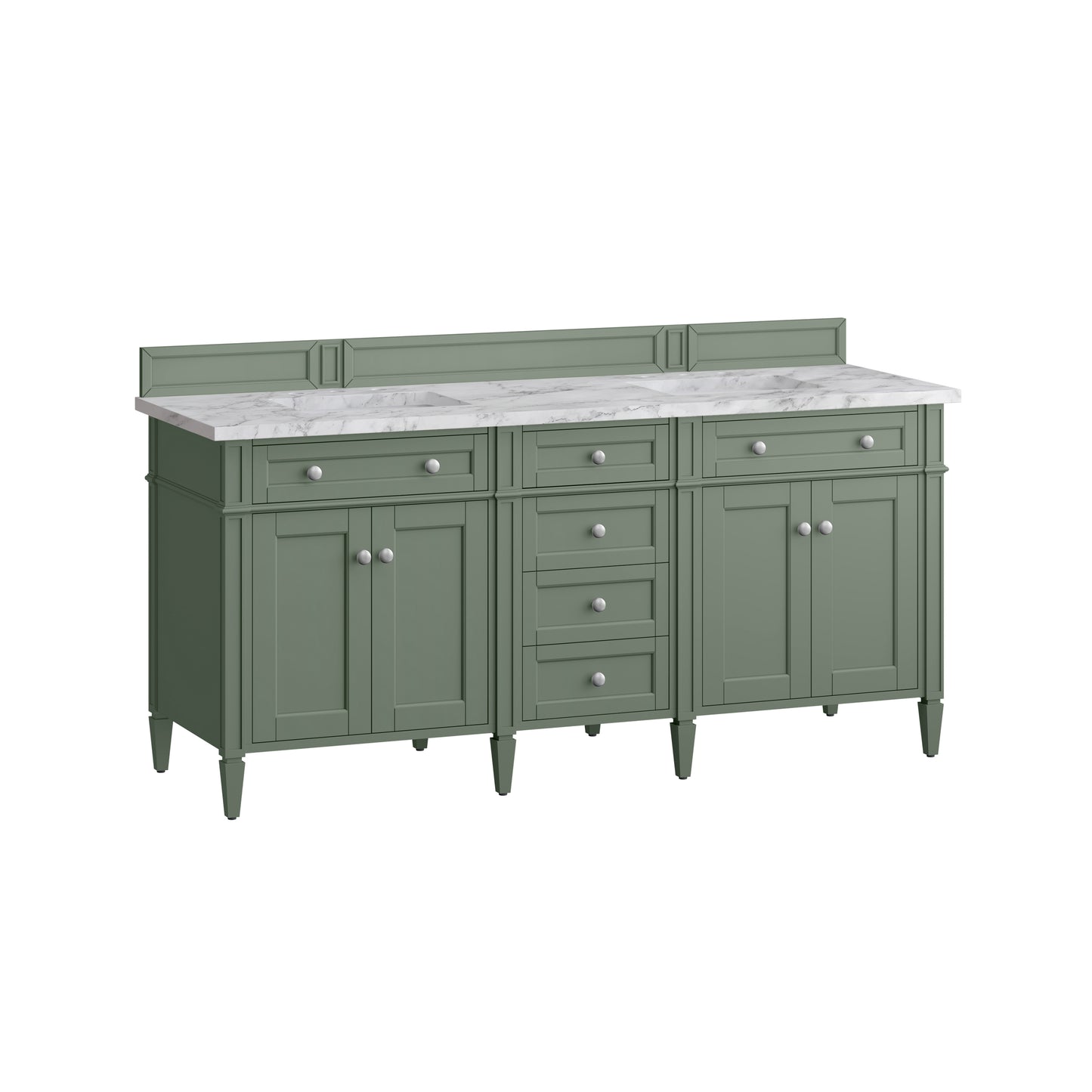 Renovate for Less Atlanta Brittany 72" Double Vanity, Smokey Celadon w/ 3 CM Carrara Marble Top