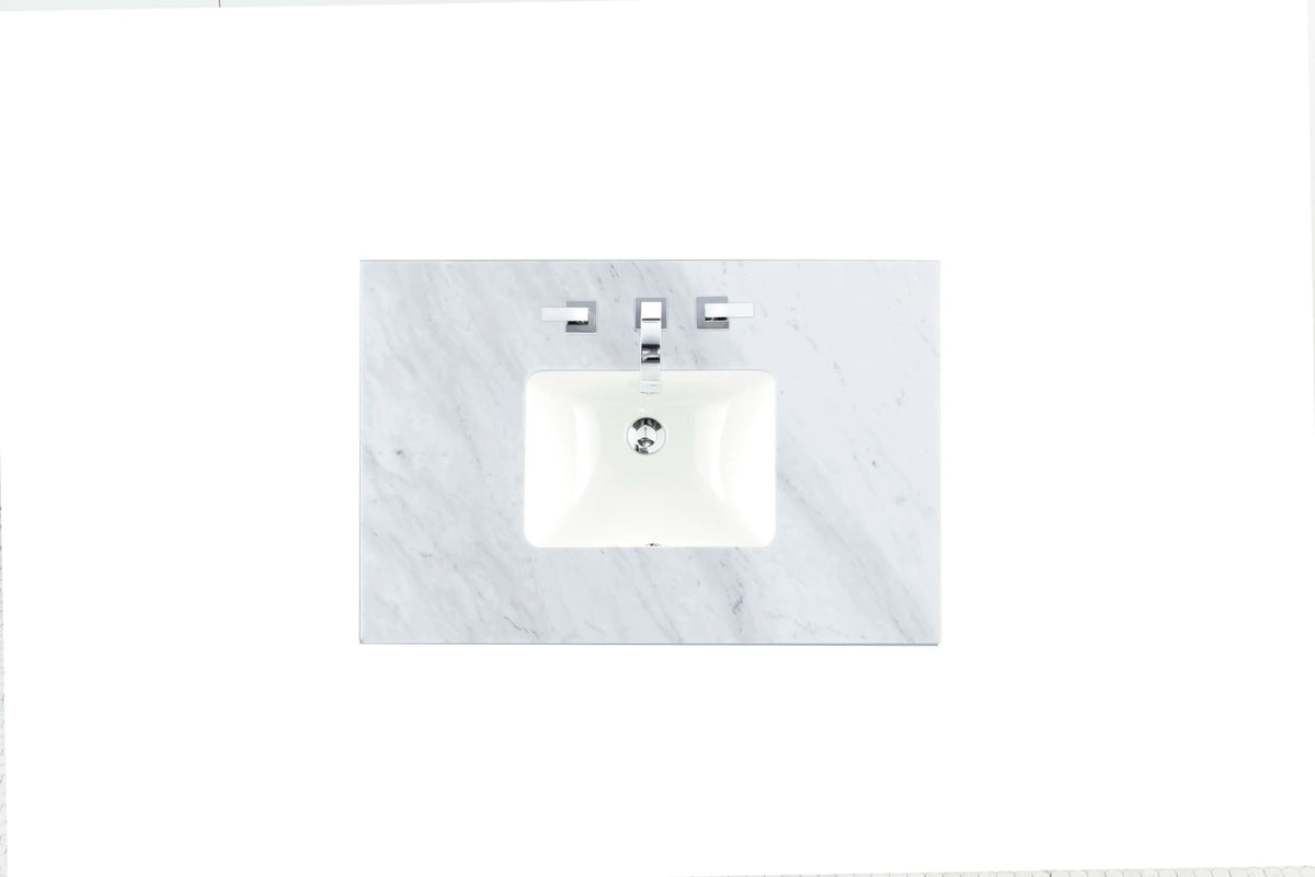 36" Single 3 CM Top, Carrara White Marble w/ Sink