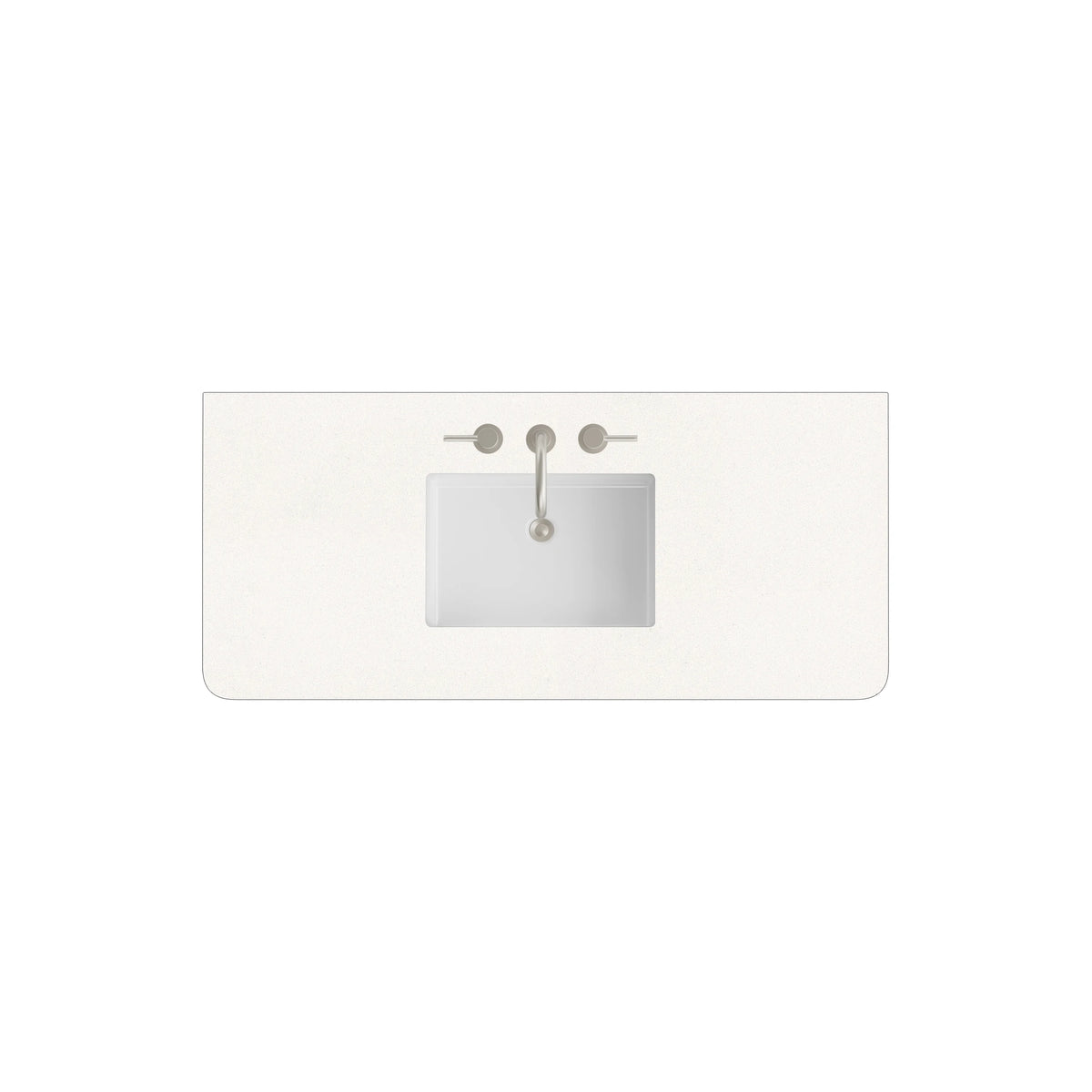 48" Single Radius Cut Widespread, 3 CM White Zeus Silestone w/ Sink