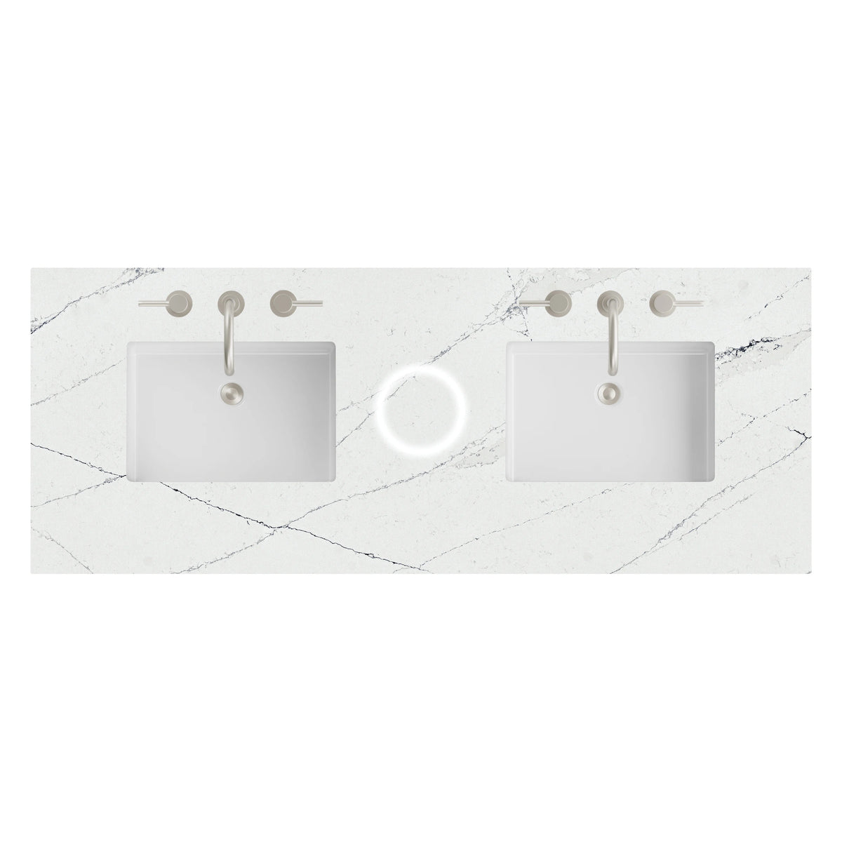 60" Double Top, 3 CM Ethereal Noctis Silestone w/ Sink & FreePower Wireless Charger