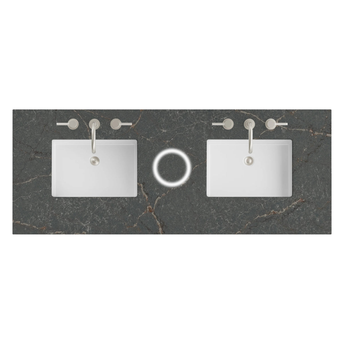 60" Double Top, 3 CM Parisien Bleu Silestone w/ Sink & FreePower Wireless Charger