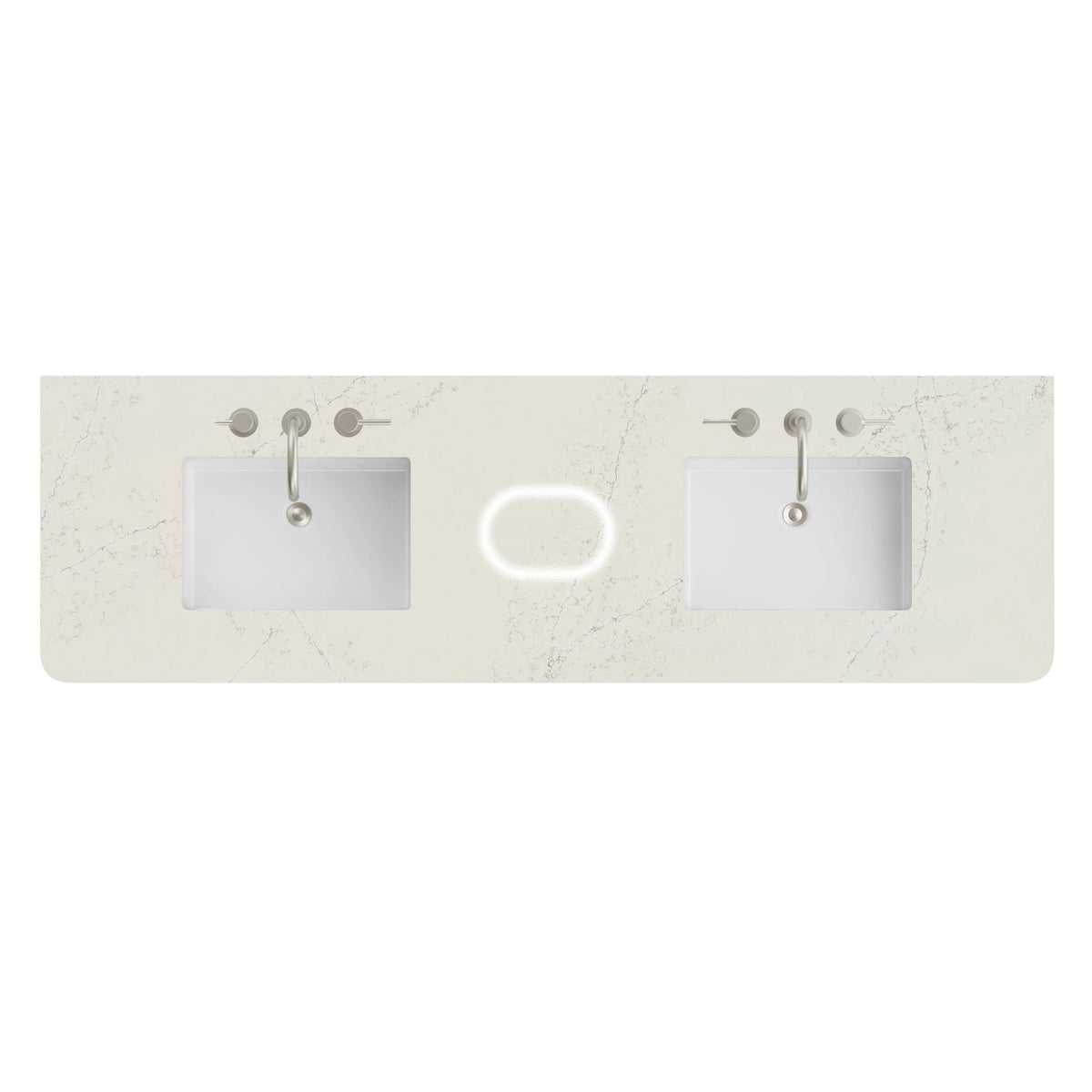 72" Double Radius Cut Top, Widespread 3CM Siberian w/ Sink & FreePower Wireless Charger
