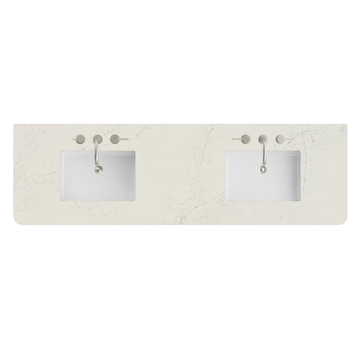 72" Double Radius Cut Top, Widespread 3CM Siberian Silestone w/ Sink