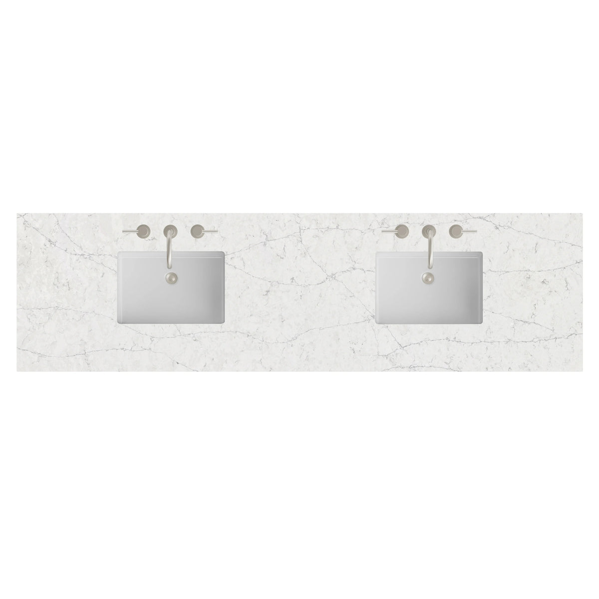 84" Double Top, 3CM Eternal Jasmine Pearl Silestone w/ Sink
