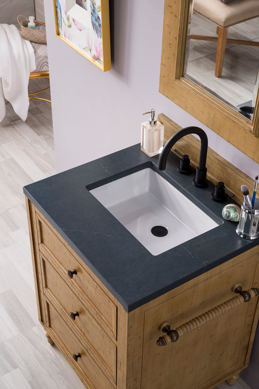 Copper Cove 26" Single Vanity Cabinet, Driftwood Patina, w/ 3 CM Charcoal Soapstone Quartz Top James Martin