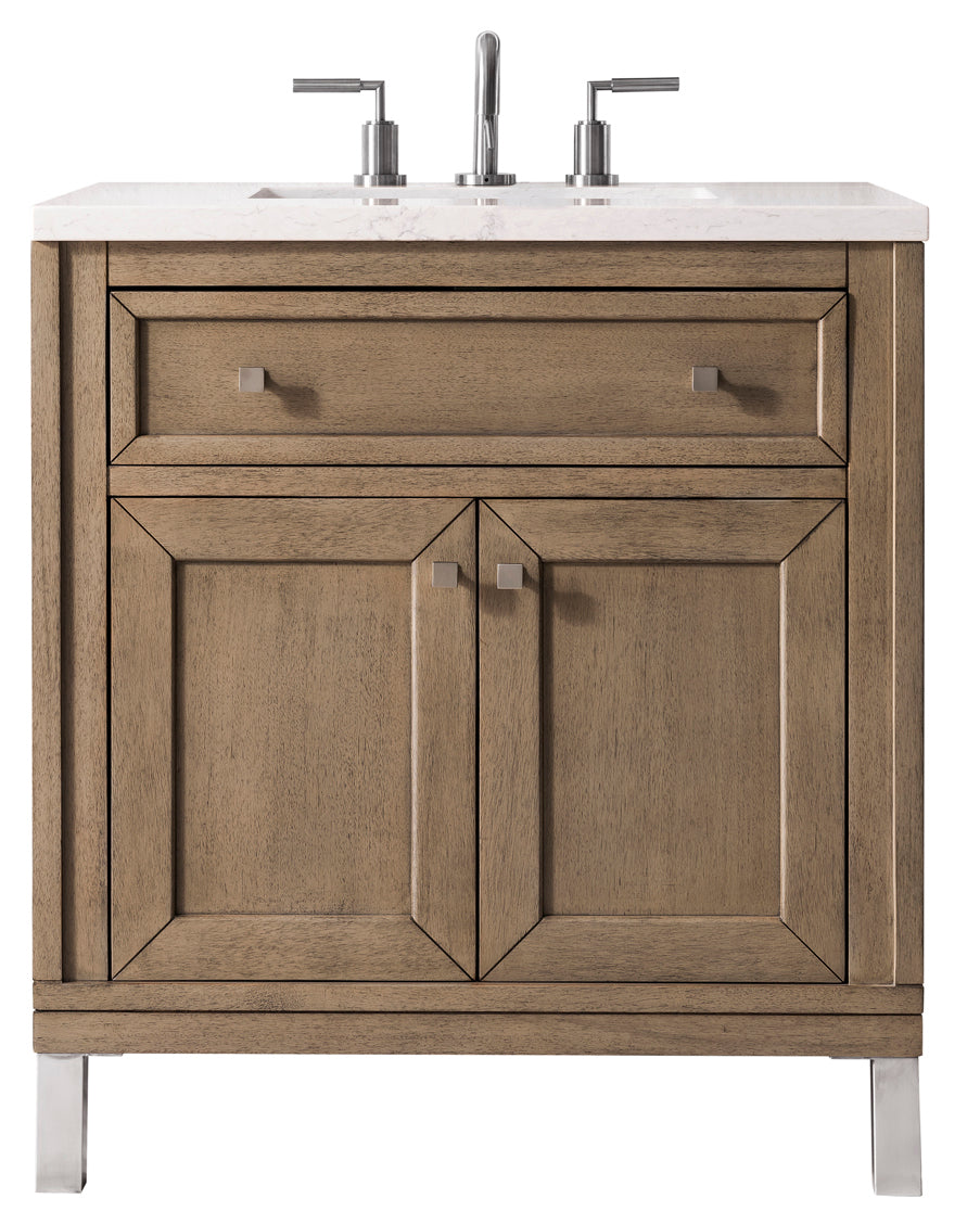 Chicago 30" Single Vanity Whitewashed Walnut James Martin Vanities