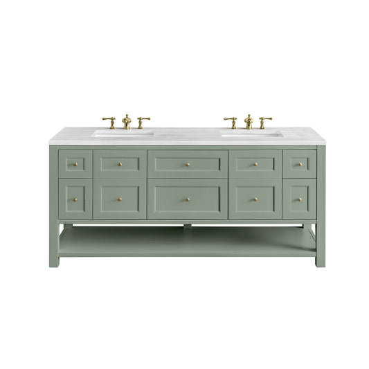 Breckenridge 72" Double Vanity, Smokey Celadon w/ 3CM Arctic Fall Top James Martin Vanities