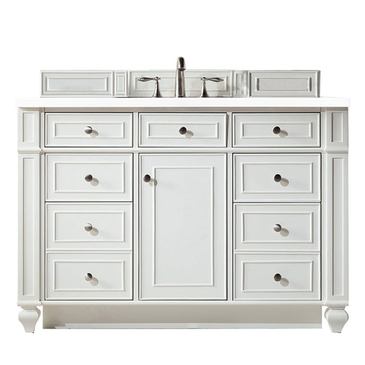 Bristol 48" Single Vanity, Bright White, w/ 3 CM White Zeus Quartz Top James Martin Vanities