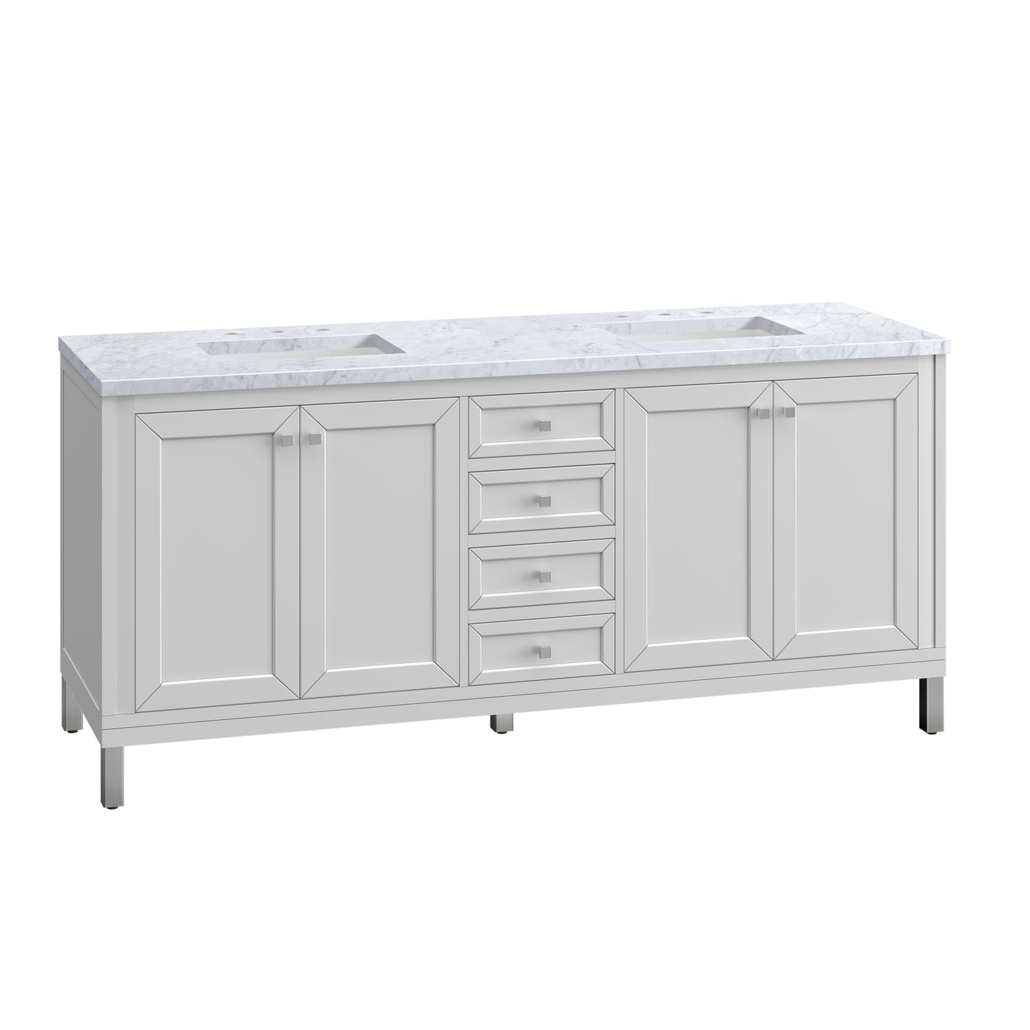 Bathroom Vanities Outlet Atlanta Renovate for LessChicago 72" Double Vanity, Glossy White w/ 3CM Carrara Marble Top