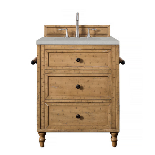 Copper Cove 26" Single Vanity Cabinet, Driftwood Patina, w/ 3 CM Eternal Serena Quartz Top James Martin