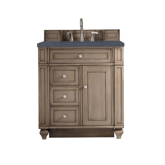Bristol 30" Single Vanity, Whitewashed Walnut, w/ 3 CM Charcoal Soapstone Quartz Top James Martin Vanities