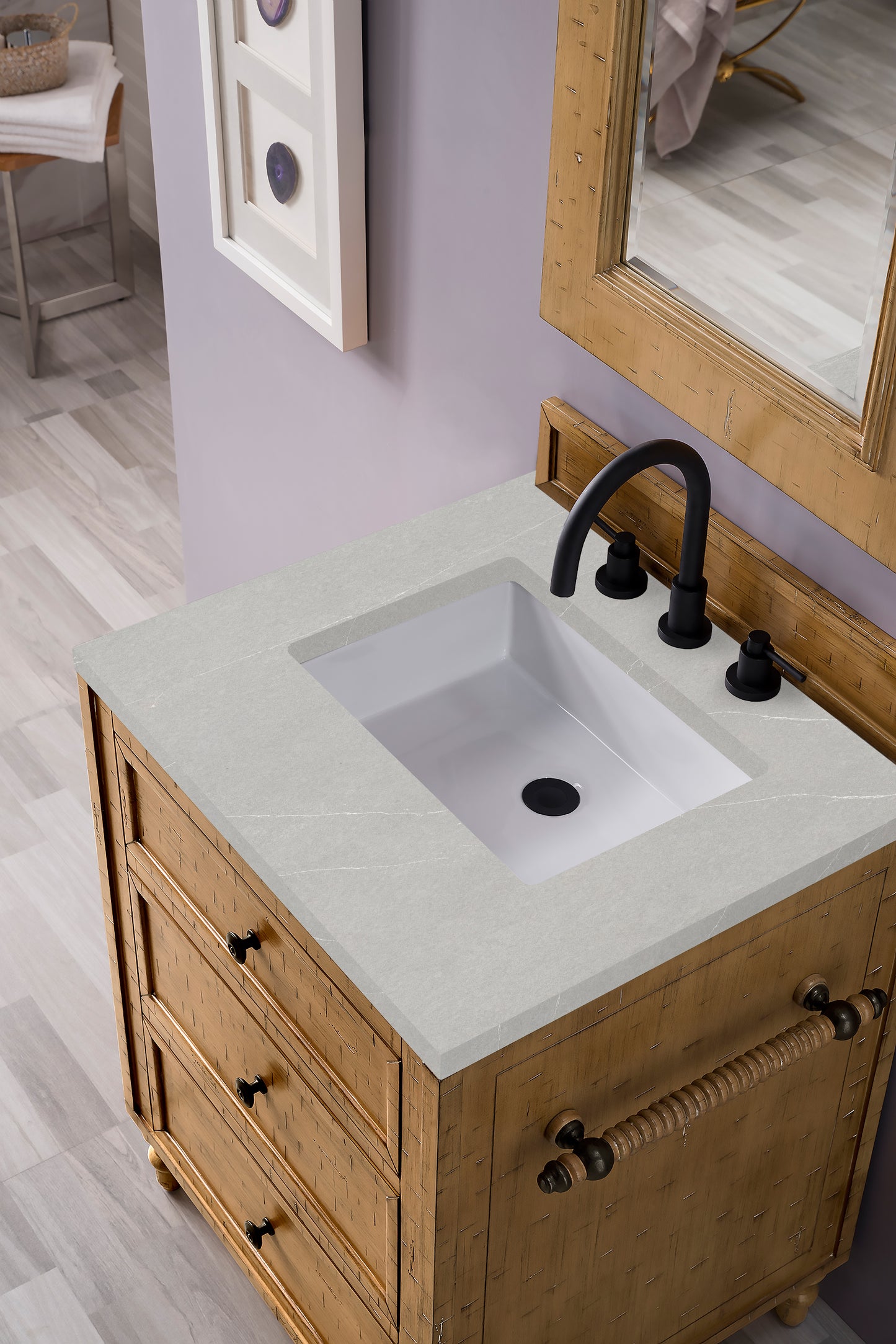 Copper Cove 26" Single Vanity Cabinet, Driftwood Patina, w/ 3 CM Eternal Serena Quartz Top James Martin