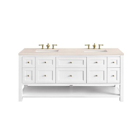 Breckenridge 72" Double Vanity, Bright White w/ 3CM Eternal Marfil Top James Martin Vanities