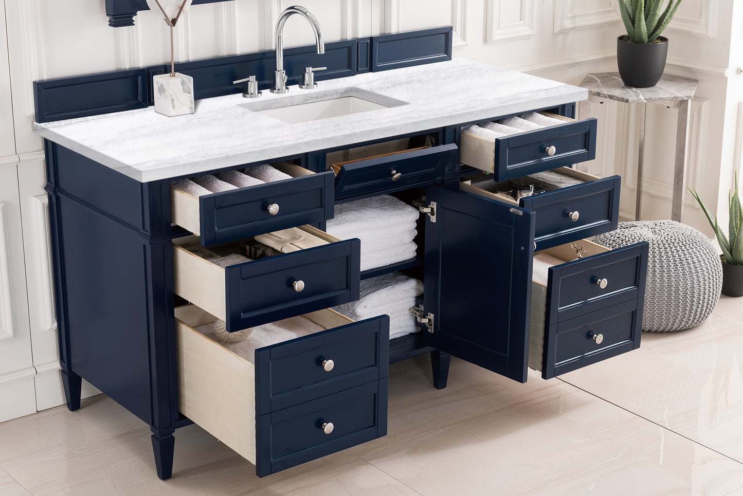 Bathroom Vanities Outlet Atlanta Renovate for LessBrittany 60" Victory Blue Single Vanity w/ 3 CM Arctic Fall Solid Surface Top