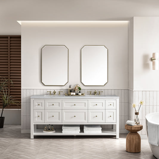 Breckenridge 72" Double Vanity, Bright White w/ 3CM Arctic Fall Top James Martin Vanities