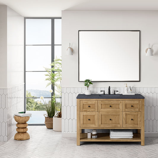 Breckenridge 48" Single Vanity, Light Natural Oak w/ 3CM Charcoal Soapstone Top James Martin Vanities