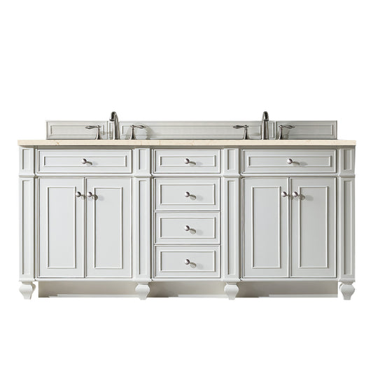 Bristol 72" Double Vanity, Bright White, w/ 3 CM Eternal Marfil Quartz Top James Martin Vanities