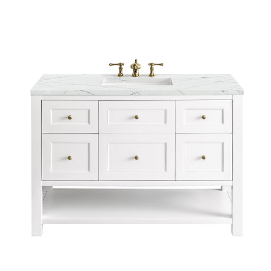 Breckenridge 48" Single Vanity, Bright White w/ 3CM Ethereal Noctis Top James Martin Vanities