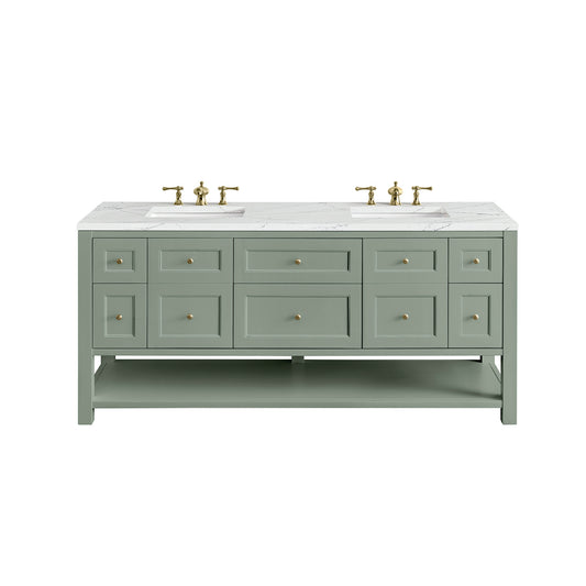 Breckenridge 72" Double Vanity, Smokey Celadon w/ 3CM Ethereal Noctis Top James Martin Vanities