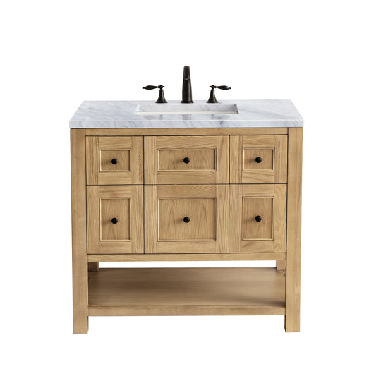 Breckenridge 36" Single Vanity, Light Natural Oak w/ 3CM Carrara Marble Top James Martin Vanities