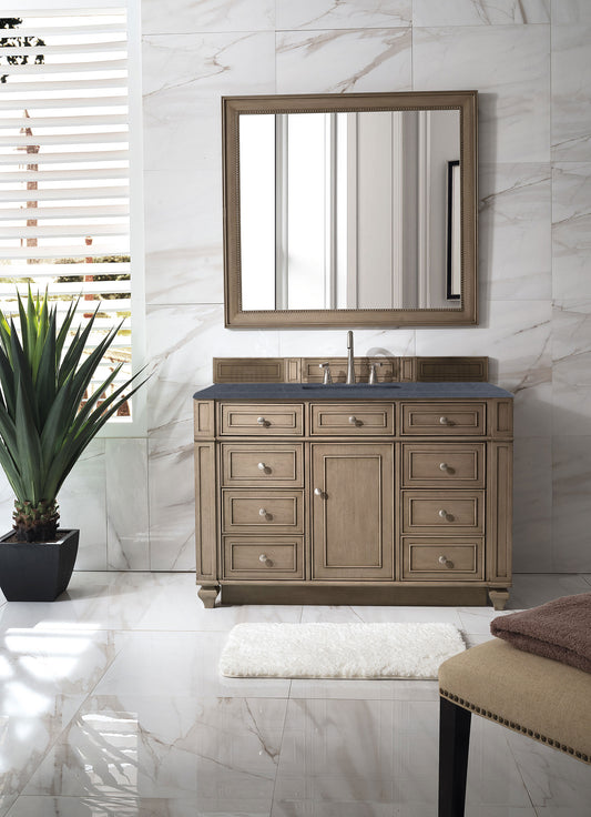 Bristol 48" Single Vanity, Whitewashed Walnut, w/ 3 CM Charcoal Soapstone Quartz Top James Martin Vanities