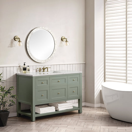 Breckenridge 48" Single Vanity, Smokey Celadon w/ 3CM White Zeus Top James Martin Vanities