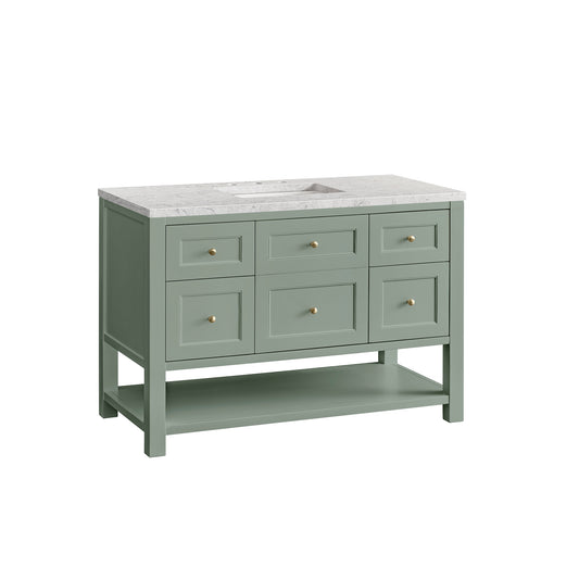 Bathroom Vanities Outlet Atlanta Renovate for LessBreckenridge 48" Single Vanity, Smokey Celadon w/ 3CM Eternal Jasmine Pearl Top