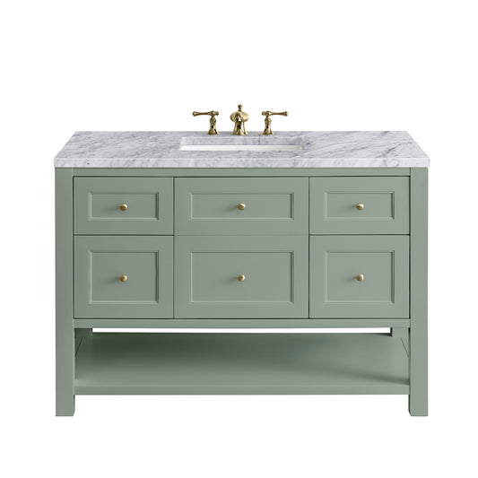 Breckenridge 48" Single Vanity, Smokey Celadon w/ 3CM Carrara Marble Top James Martin Vanities