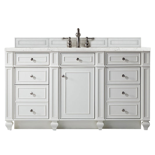 Bristol 60" Single Vanity, Bright White, w/ 3 CM Eternal Jasmine Pearl Quartz Top James Martin Vanities