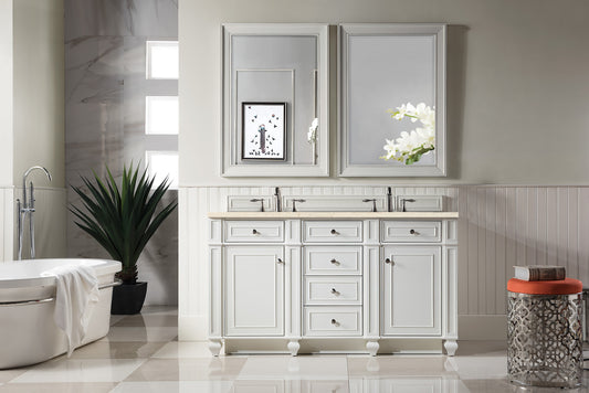 Bristol 60" Double Vanity, Bright White, w/ 3 CM Eternal Marfil Quartz Top James Martin Vanities