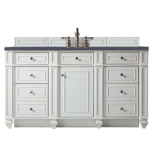 Bristol 60" Single Vanity, Bright White, w/ 3 CM Charcoal Soapstone Quartz Top James Martin Vanities