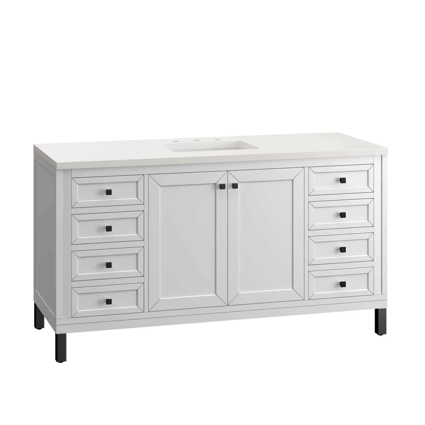 Bathroom Vanities Outlet Atlanta Renovate for LessChicago 60" Single Vanity, Glossy White w/ 3CM White Zeus Top