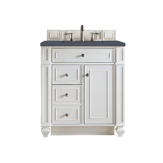 Bristol 30" Single Vanity, Bright White, w/ 3 CM Charcoal Soapstone Quartz Top James Martin Vanities