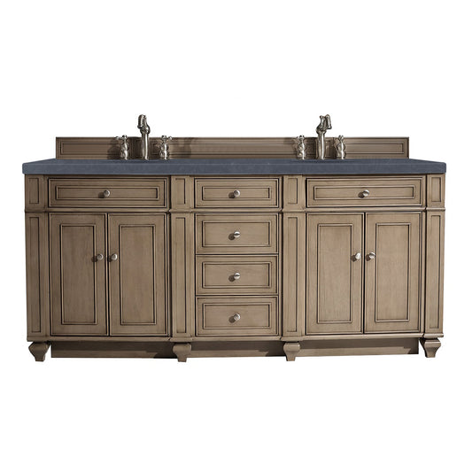 Bristol 72" Double Vanity, Whitewashed Walnut, w/ 3 CM Charcoal Soapstone Quartz Top James Martin Vanities