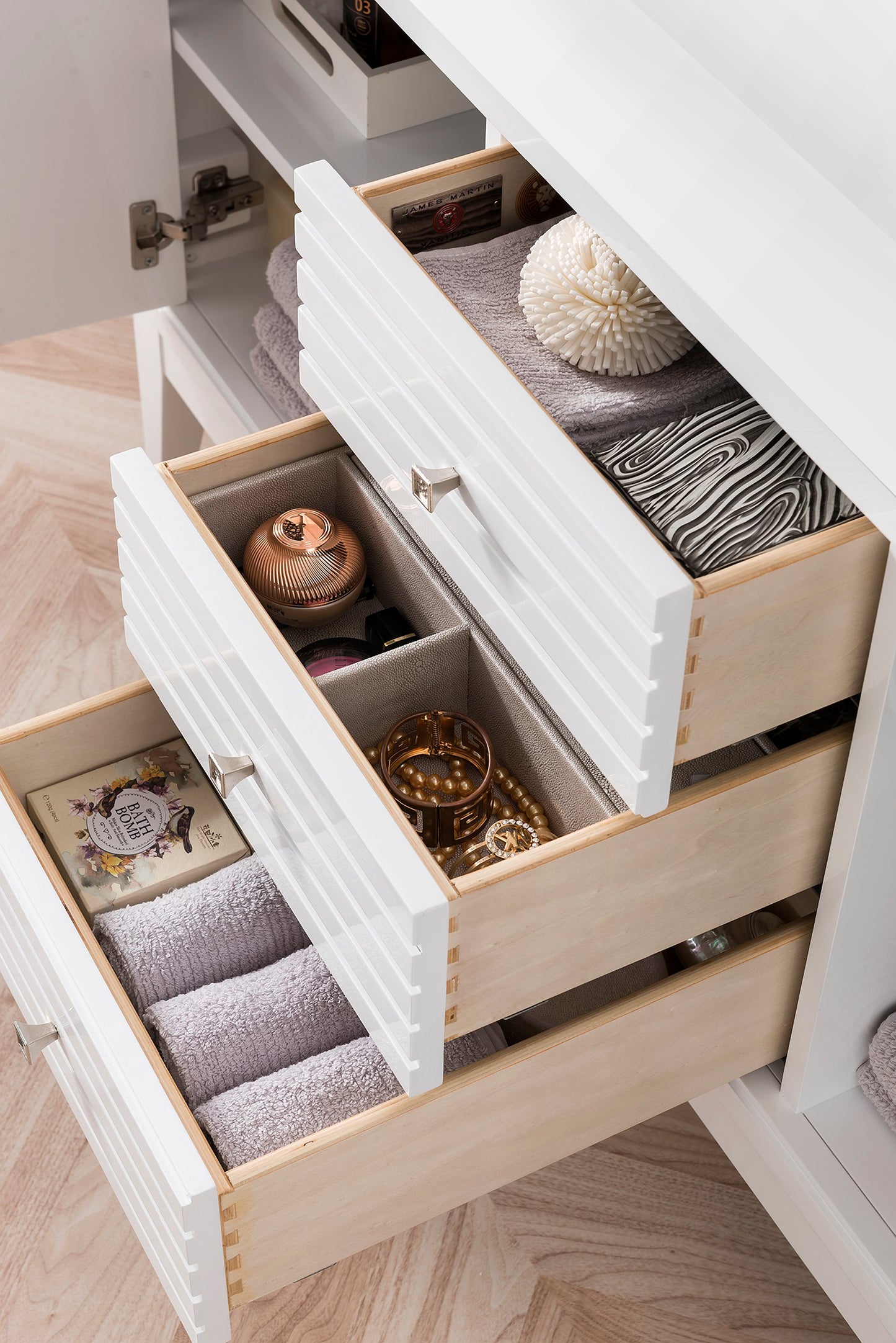 Bathroom Vanities Outlet Atlanta Renovate for LessLinear 59" Double Vanity, Glossy White w/ Glossy White Composite Top